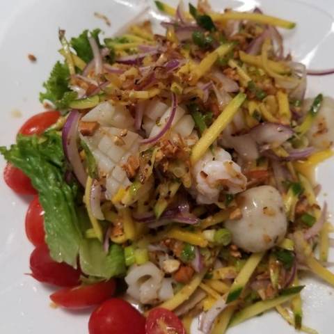A34. Calamari Spicy Salad ยำปลาหมึก, photographed