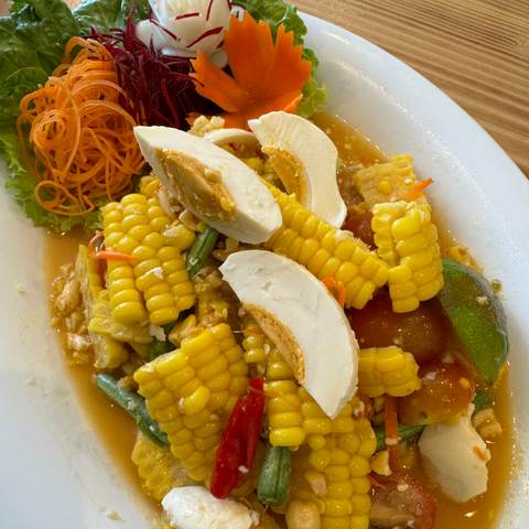 Corn salad ตำข้าวโพดไข่เค็ม, photographed