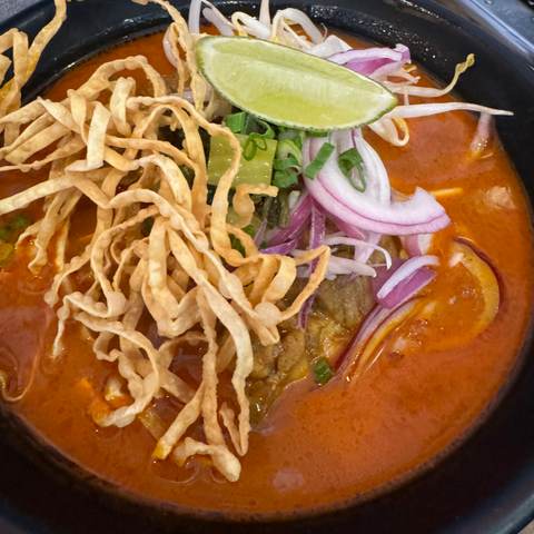 Khao soi (chicken), photographed