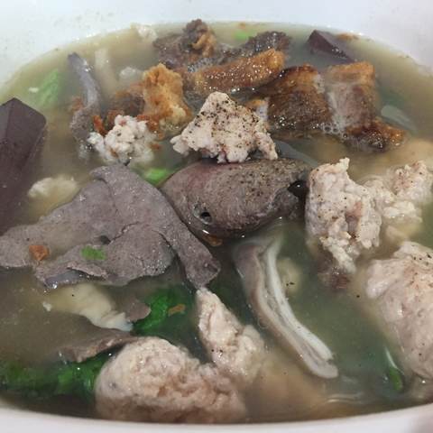 Pork Blood Clear Soup ต้มเลือดหมู, photographed