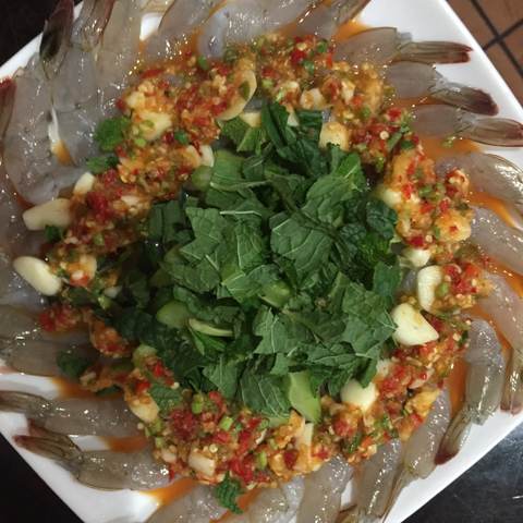 Raw Shrimp Spicy Fish Sauce กุ้งแช่น้ำปลา, photographed