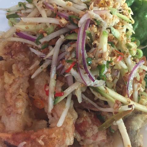 Soft Shell Crab Salad ยำปูนิ่ม, photographed