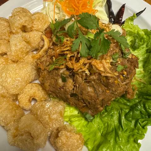 Young Jackfruit Salad ตำขนุน, photographed